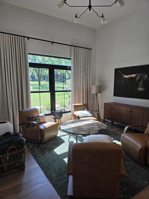 Drapery with Leather Seating by Custom Fabric Creations in St. Pete Beach, FL