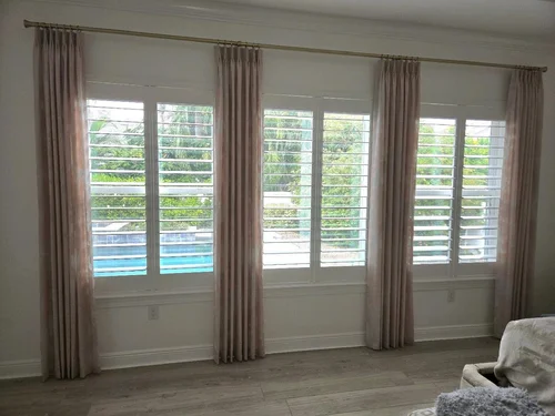 Mauve Drapery on Gold Hardware by Custom Fabric Creations in Tierra Verde, FL